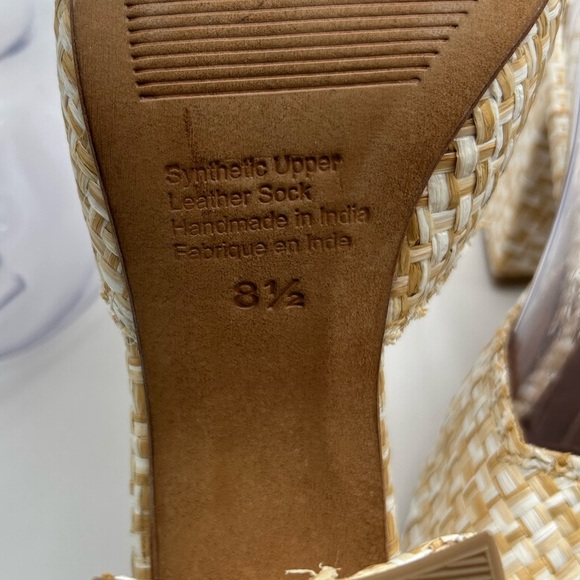 Jeffrey Campbell Melange-3 White Tan Raffia Squared Toe Woven Slip On Sandal - Picture 13 of 14
